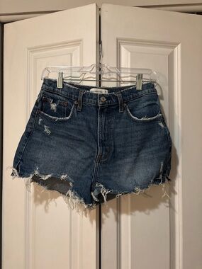 Abercrombie & Fitch Light Blue Denim High Rise Mom Shorts